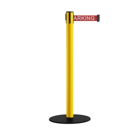 MONTOUR LINE Stanchion Belt Barrier Yellow Post Low Base 13ft. Red NoPark..Belt MSX630-YW-NOPARRW-130